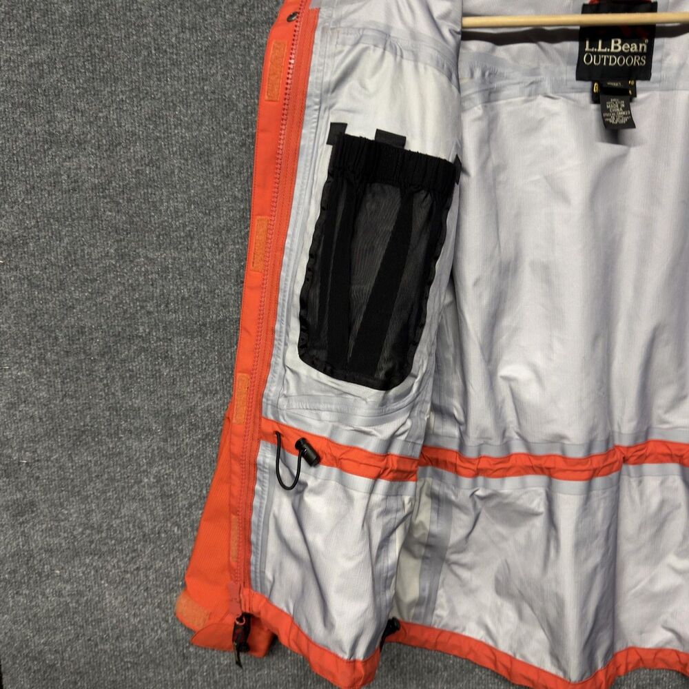 L.L. Bean Gore-Tex Rain Jacket Womens M Orange Hooded Waterproof Hiking Shell - Picture 7 of 16